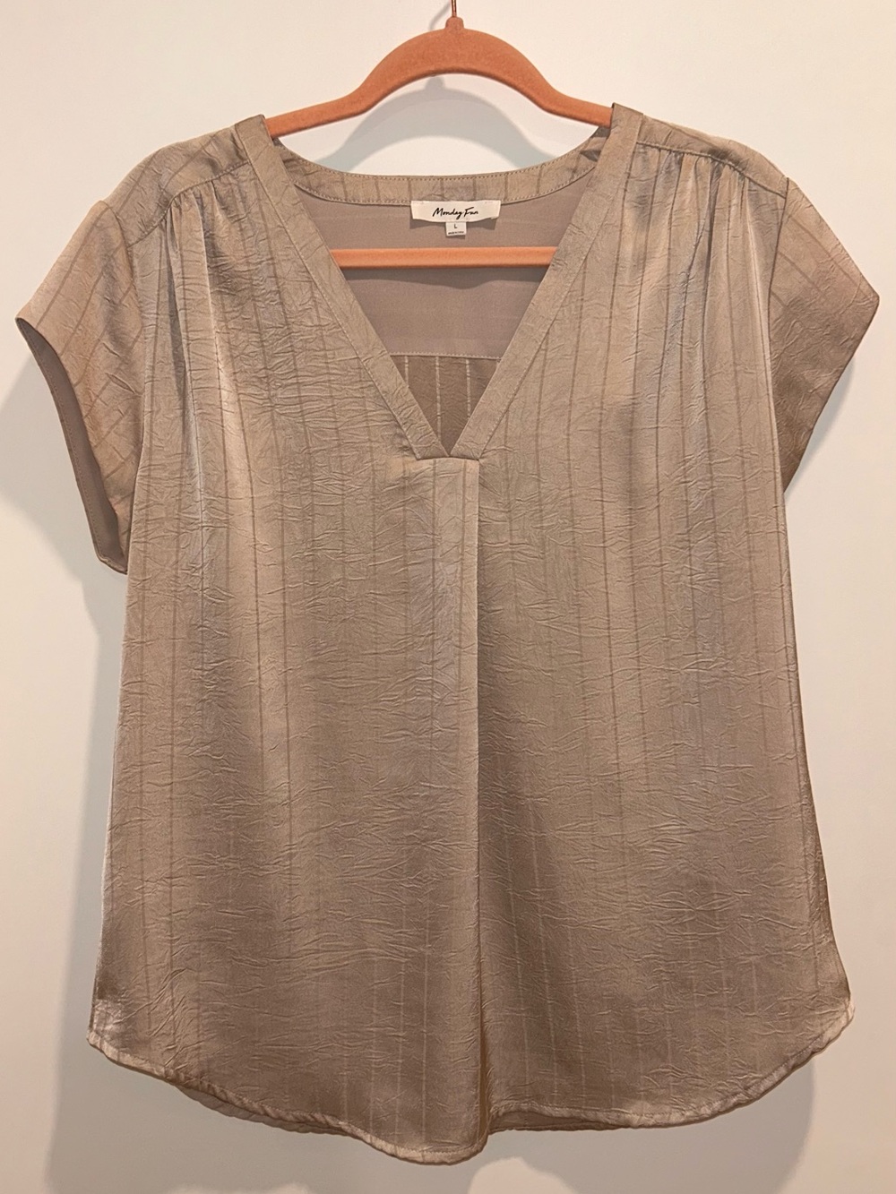 V-Neck Short Sleeve Blouse - Monday Fun